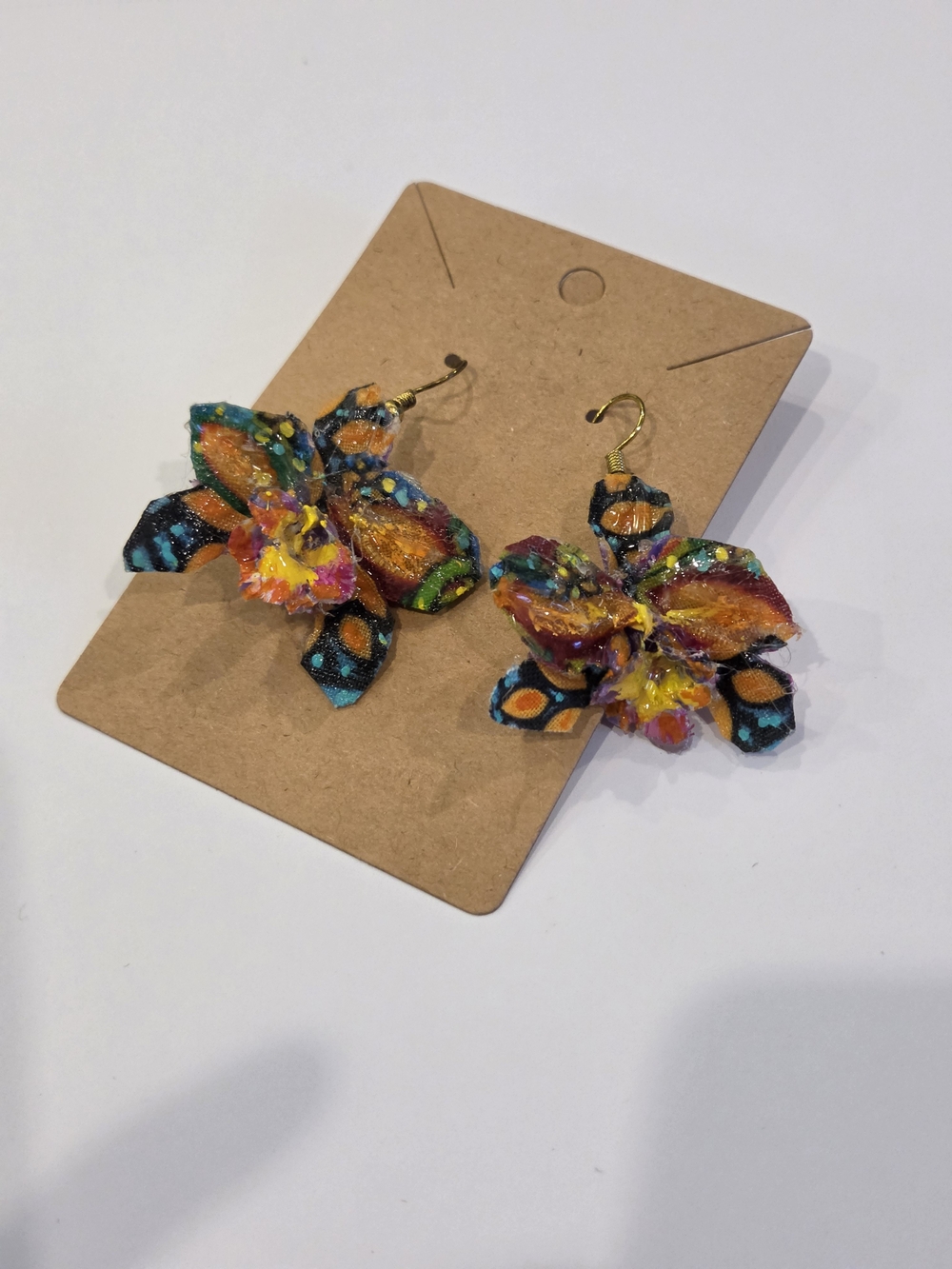 Handmade Multicolor Orchid Statement Earrings